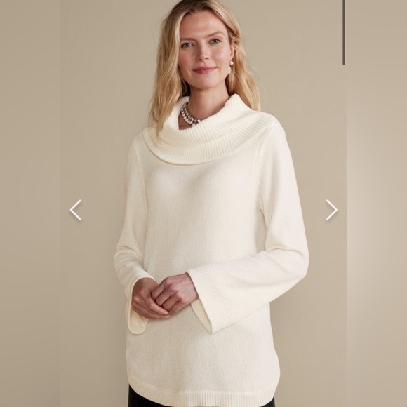 Soft Surroundings Chenille  ivory turtleneck tunic size S - Picture 2 of 6